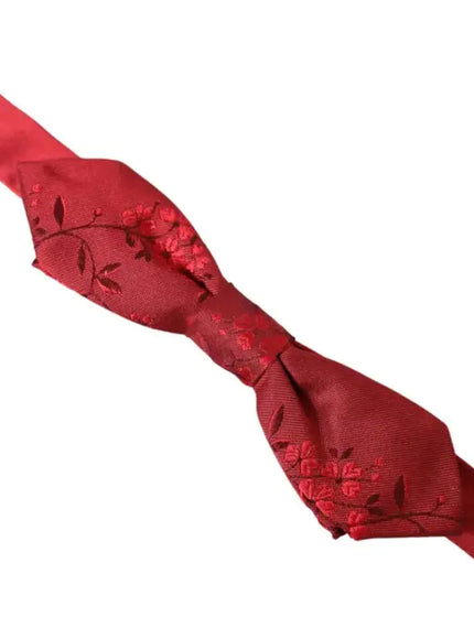 Dolce & Gabbana Red Silk Floral Bow Tie