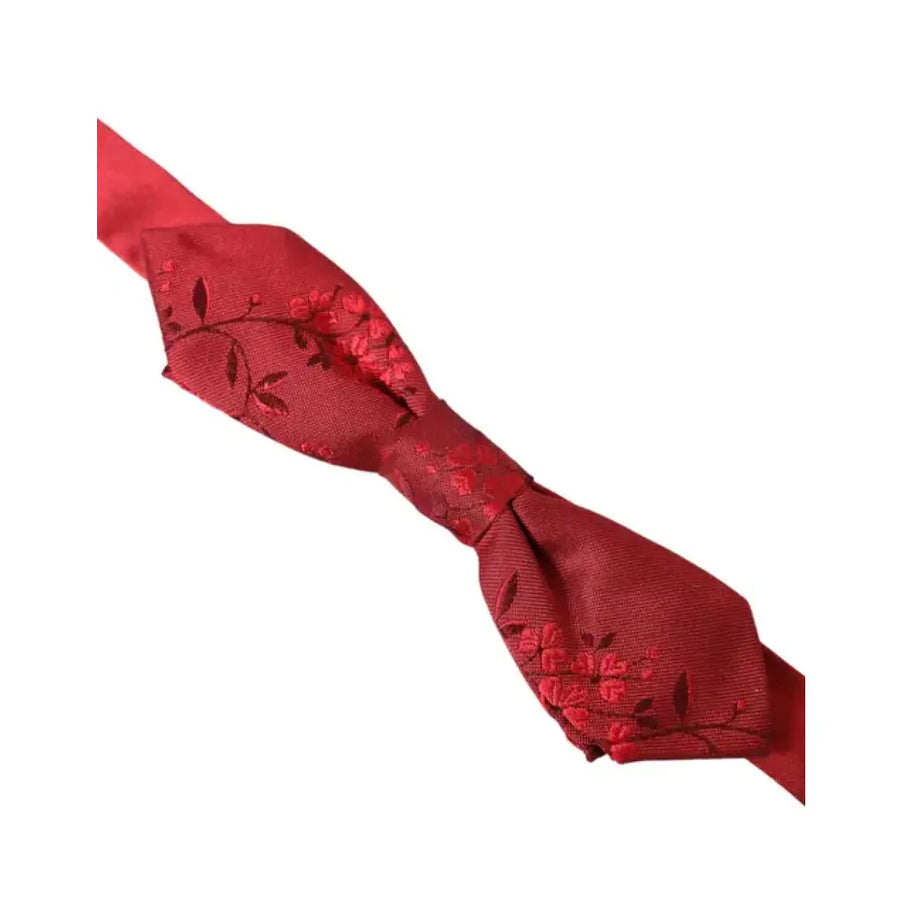 Dolce & Gabbana Red Silk Floral Bow Tie