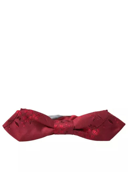 Dolce & Gabbana Red Silk Floral Bow Tie