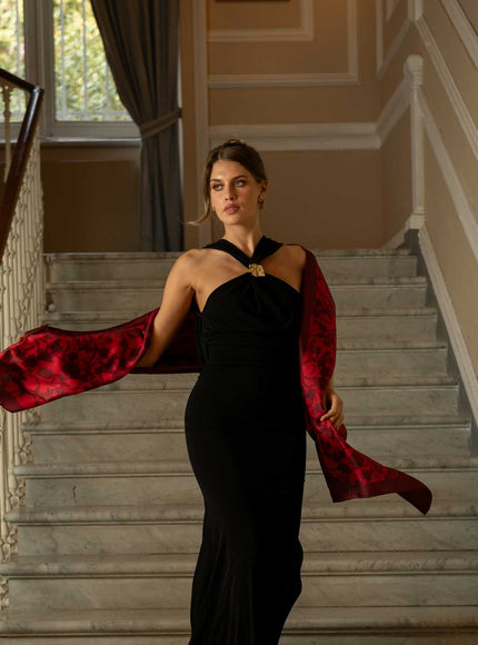 Elizabetta Regina Silk Scarf Shawl - Ruby Red