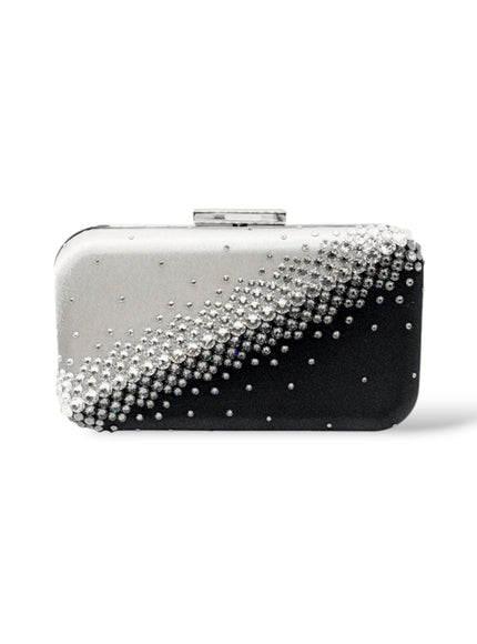 Reese Black and Silver Crystal Diagonal Clutch