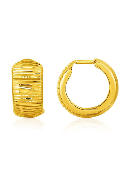 Reversible Textured and Smooth Snuggable Earrings in 10k Yellow Gold - Ellie Belle