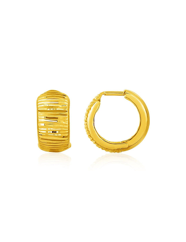 Reversible Textured and Smooth Snuggable Earrings in 10k Yellow Gold - Ellie Belle
