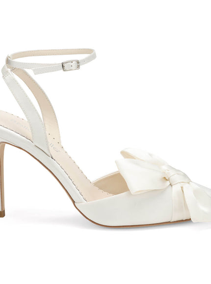 Bella Belle Rhodes Ivory Silk Bow Removable Ankle Strap Heels