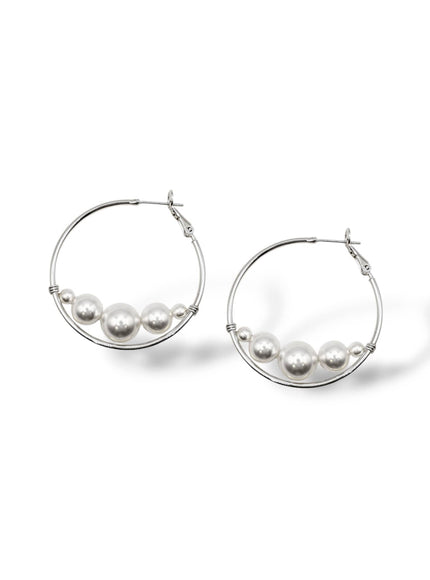 Rio Large Pearl Hoop Earrings