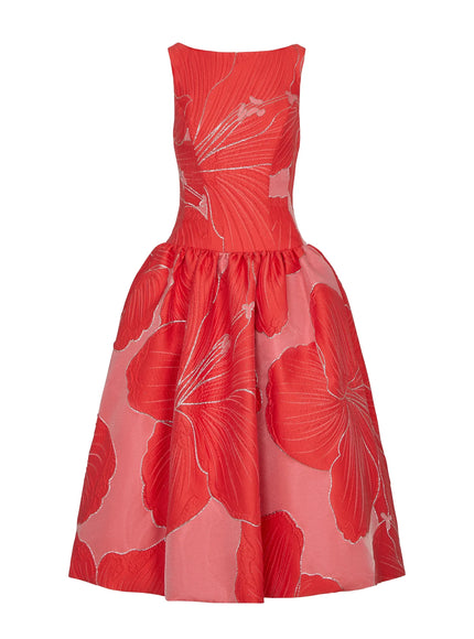 Anne Barge Rocio Petal Jacquard Tea-Length Gown