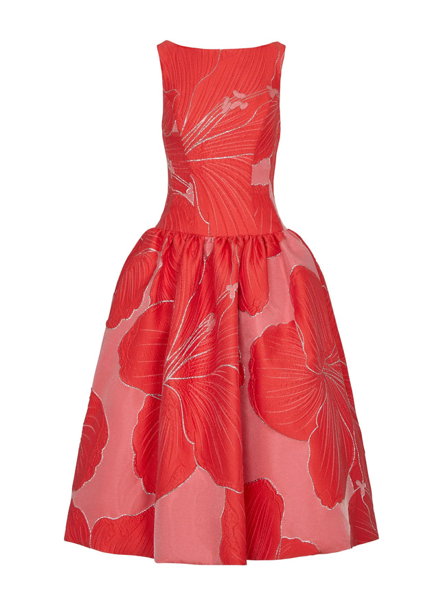 Anne Barge Rocio Petal Jacquard Tea-Length Gown