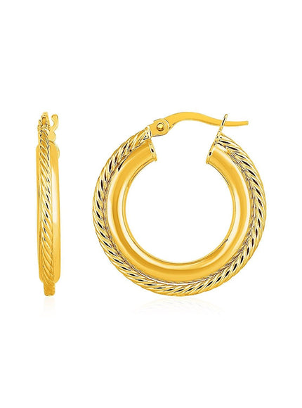 Rope Texture Hoop Earrings in 14k Yellow Gold - Ellie Belle