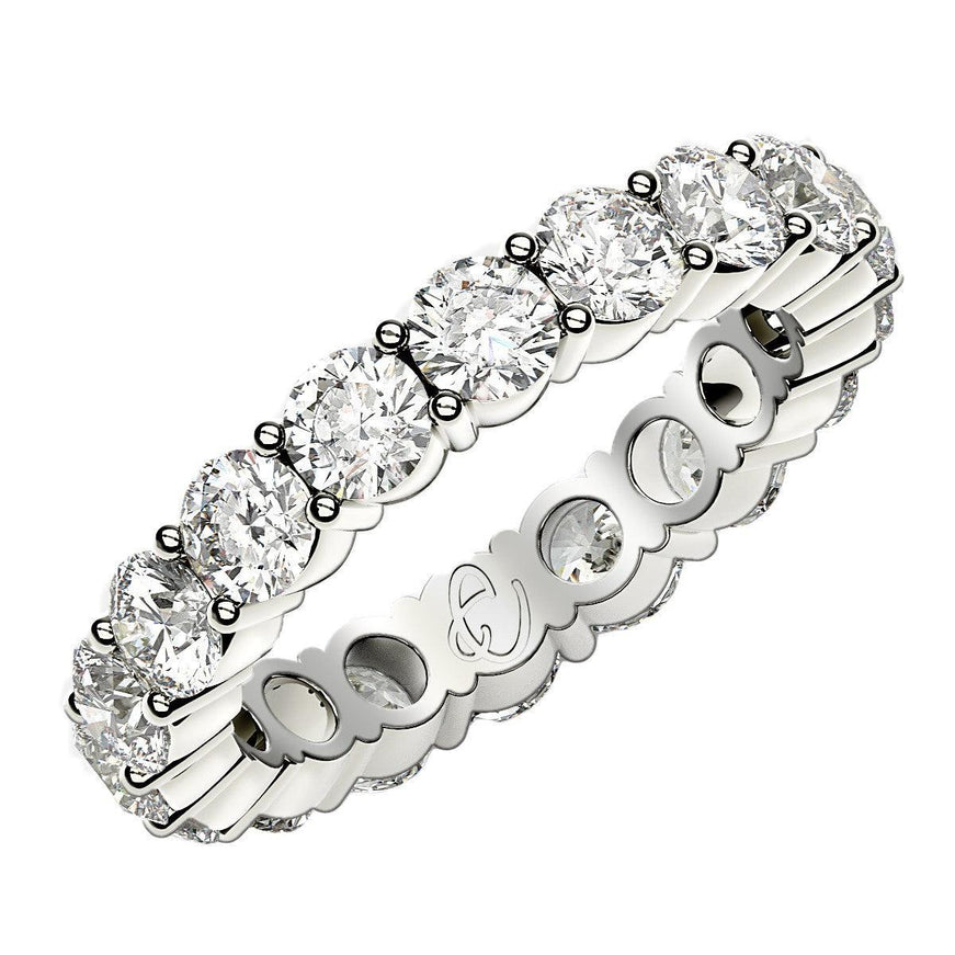 Round Cut Lab Grown Diamond Eternity Ring in 14k White Gold (2 cttw FG/VS2) - Ellie Belle