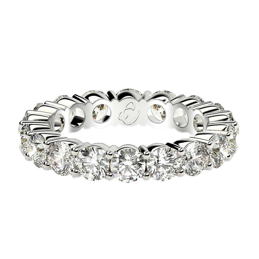 Round Cut Lab Grown Diamond Eternity Ring in 14k White Gold (2 cttw FG/VS2) - Ellie Belle