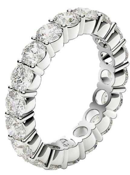 Round Cut Lab Grown Diamond Eternity Ring in 14k White Gold (2 cttw FG/VS2) - Ellie Belle