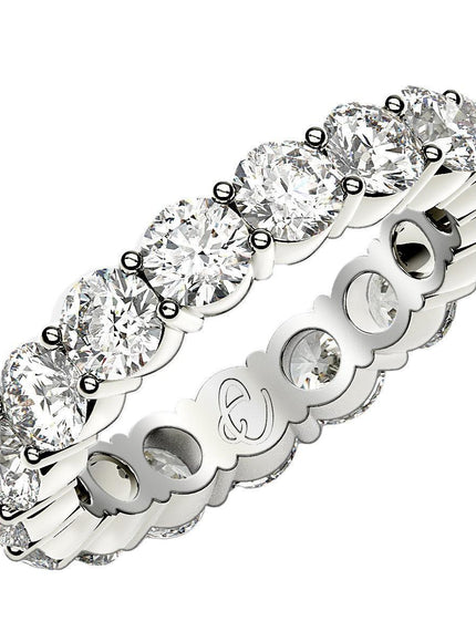 Round Cut Lab Grown Diamond Eternity Ring in 14k White Gold (3 cttw FG/VS2) - Ellie Belle