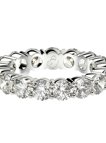 Round Cut Lab Grown Diamond Eternity Ring in 14k White Gold (3 cttw FG/VS2) - Ellie Belle