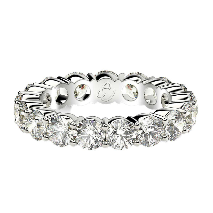 Round Cut Lab Grown Diamond Eternity Ring in 14k White Gold (3 cttw FG/VS2) - Ellie Belle