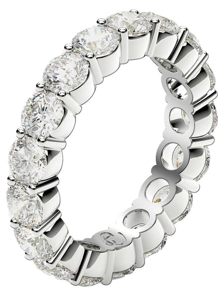 Round Cut Lab Grown Diamond Eternity Ring in 14k White Gold (3 cttw FG/VS2) - Ellie Belle