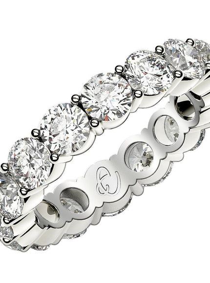 Round Cut Lab Grown Diamond Eternity Ring in 14k White Gold (4 cttw FG/VS2) - Ellie Belle