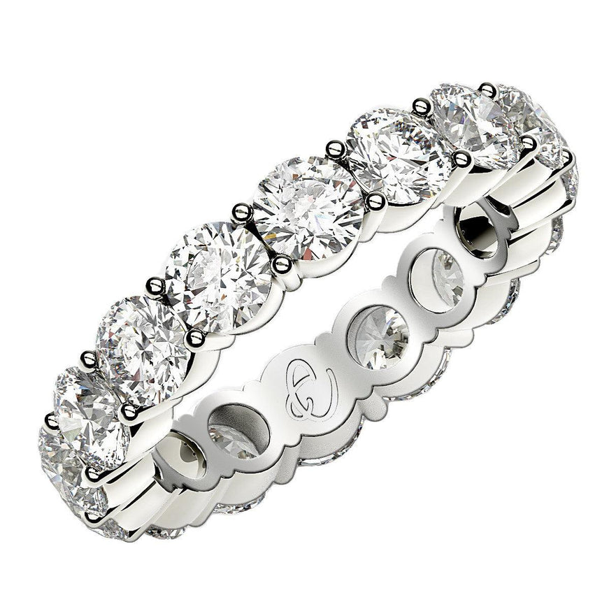 Round Cut Lab Grown Diamond Eternity Ring in 14k White Gold (4 cttw FG/VS2) - Ellie Belle