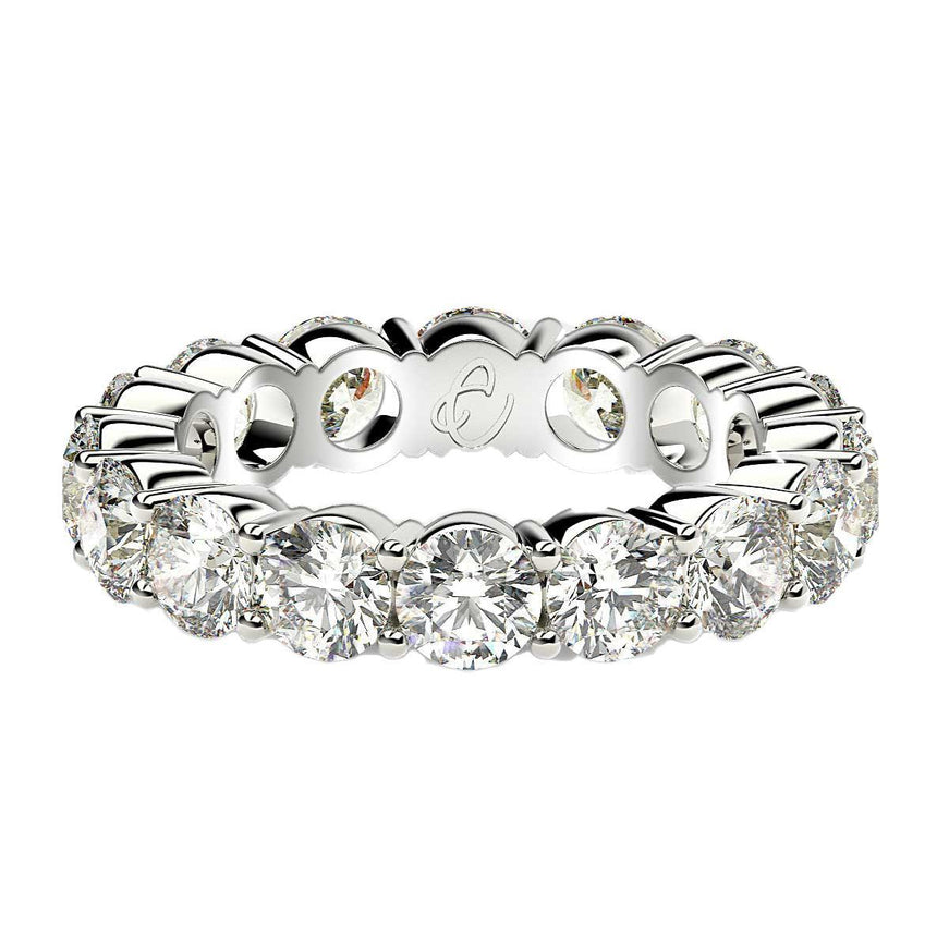 Round Cut Lab Grown Diamond Eternity Ring in 14k White Gold (4 cttw FG/VS2) - Ellie Belle