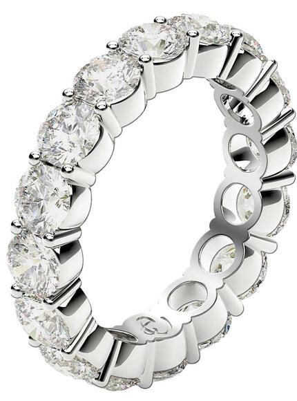 Round Cut Lab Grown Diamond Eternity Ring in 14k White Gold (4 cttw FG/VS2) - Ellie Belle