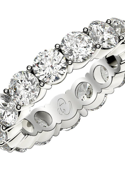 Round Cut Lab Grown Diamond Eternity Ring in 14k White Gold (5 cttw FG/VS2) - Ellie Belle