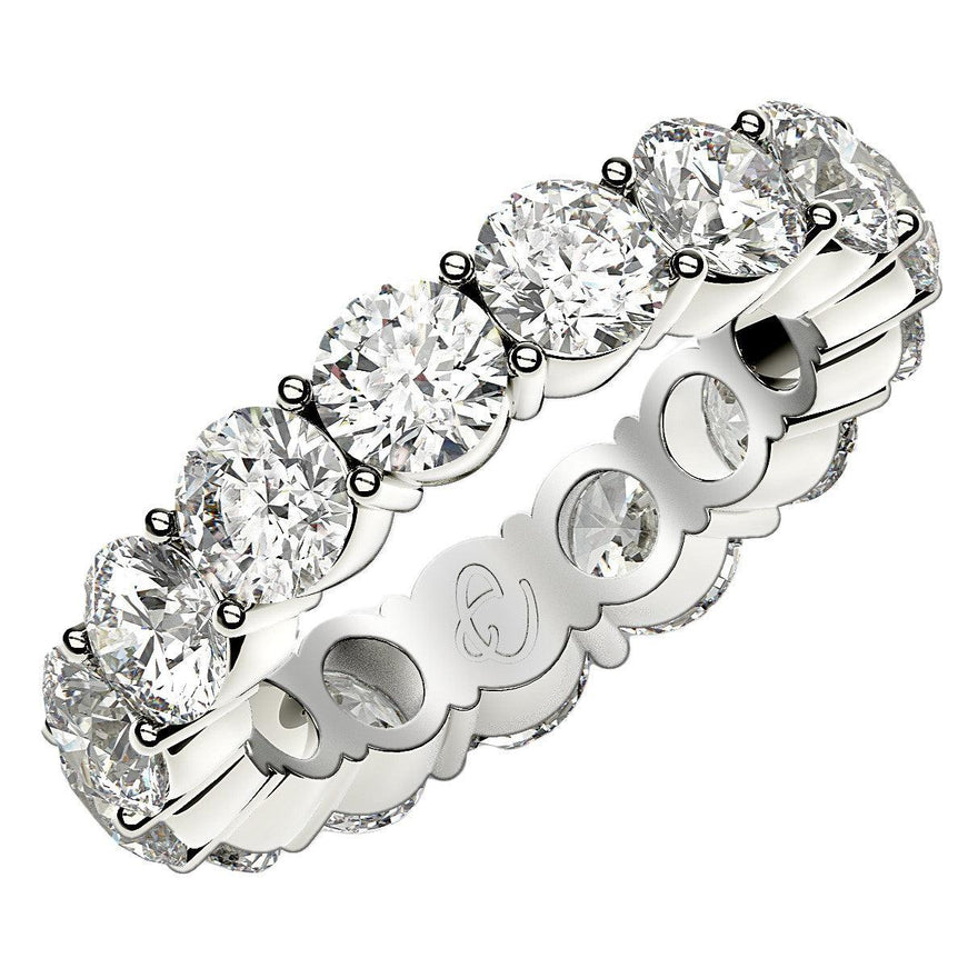 Round Cut Lab Grown Diamond Eternity Ring in 14k White Gold (5 cttw FG/VS2) - Ellie Belle