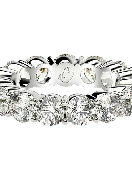 Round Cut Lab Grown Diamond Eternity Ring in 14k White Gold (5 cttw FG/VS2) - Ellie Belle