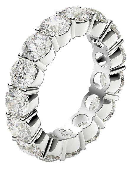 Round Cut Lab Grown Diamond Eternity Ring in 14k White Gold (5 cttw FG/VS2) - Ellie Belle