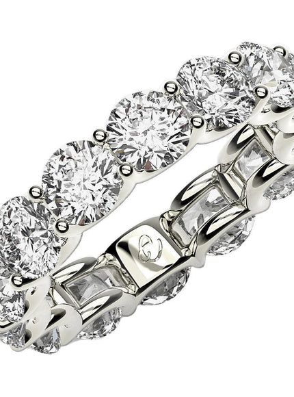 Round Cut Lab Grown Diamond Eternity Ring in 14k White Gold (6 cttw FG/VS2) - Ellie Belle