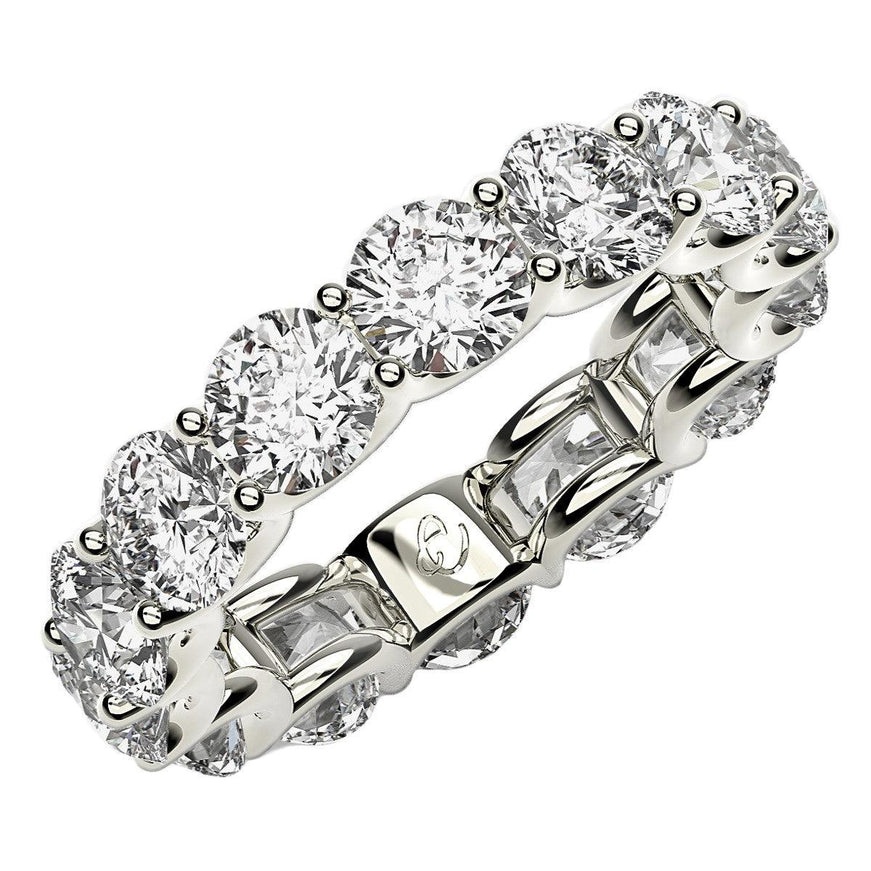 Round Cut Lab Grown Diamond Eternity Ring in 14k White Gold (6 cttw FG/VS2) - Ellie Belle