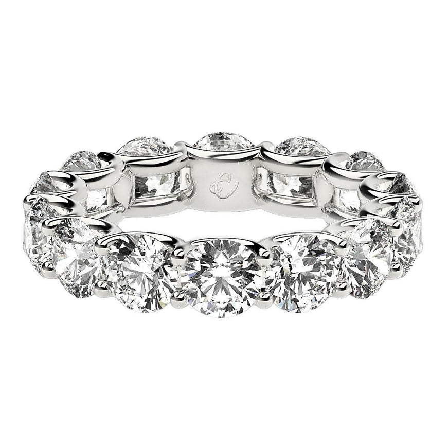 Round Cut Lab Grown Diamond Eternity Ring in 14k White Gold (6 cttw FG/VS2) - Ellie Belle