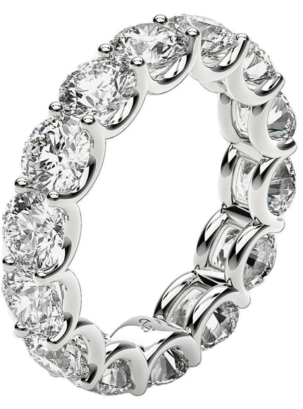 Round Cut Lab Grown Diamond Eternity Ring in 14k White Gold (6 cttw FG/VS2) - Ellie Belle