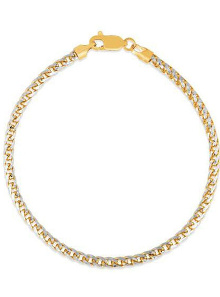 Round Pave Franco Chain Bracelet in 14k Yellow Gold (3.1 mm) - Ellie Belle