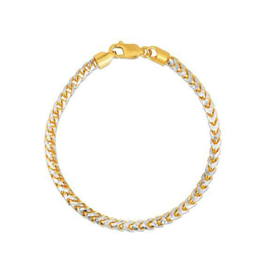 Round Pave Franco Chain Bracelet in 14k Yellow Gold (4.0 mm) - Ellie Belle