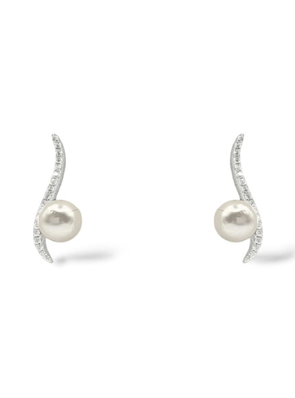 Roxanne Crystal and Pearl Swirl Stud Earrings