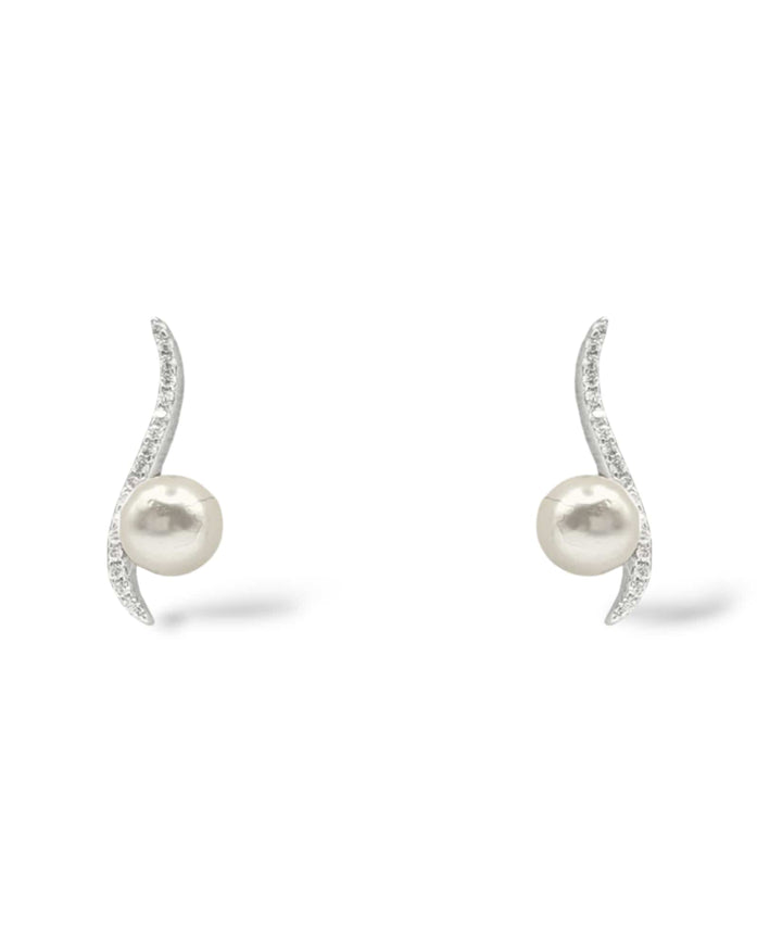 Roxanne Crystal and Pearl Swirl Stud Earrings