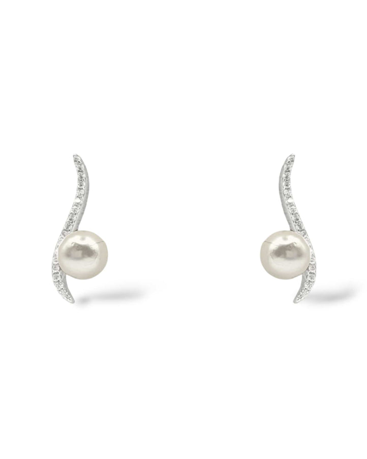 Roxanne Crystal and Pearl Swirl Stud Earrings