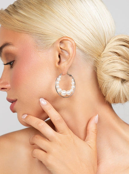 Roxy Large All Pearl Hoop Earrings