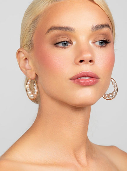 Roxy Large All Pearl Hoop Earrings