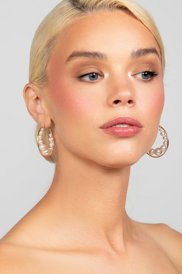 Roxy Large All Pearl Hoop Earrings