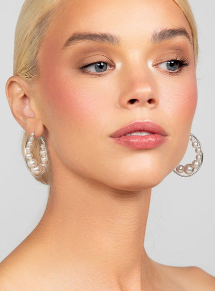 Roxy Large All Pearl Hoop Earrings