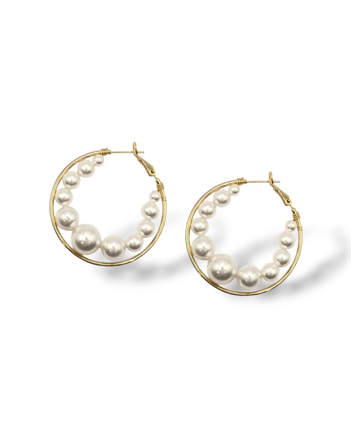 Roxy Large All Pearl Hoop Earrings