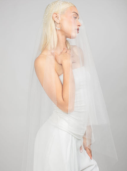 Royalty Two-Tier Cathedral Veil with Heavy Pearl Top