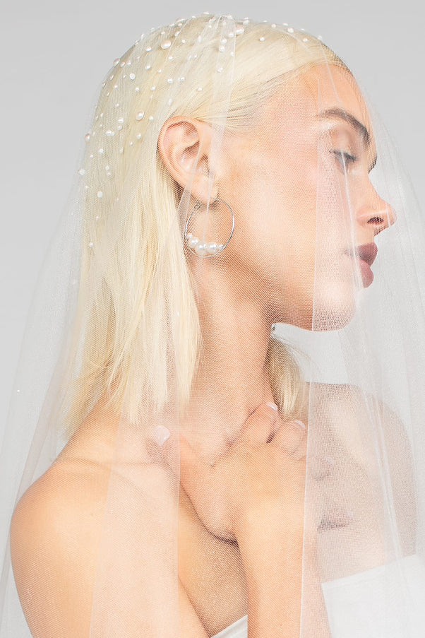 Royalty Two-Tier Cathedral Veil with Heavy Pearl Top