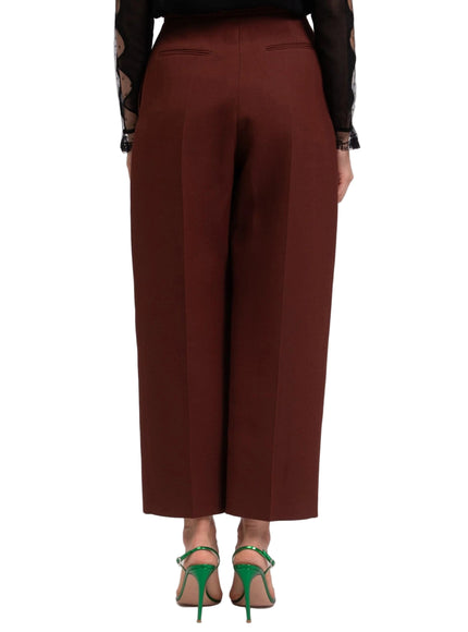 Valentino Wool & Silk Pleated Cropped Trousers with Braided Waist