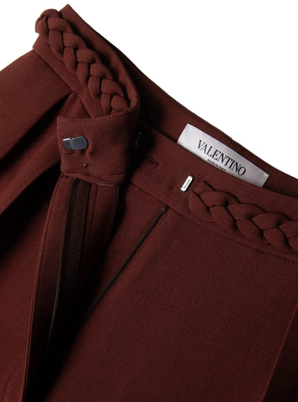 Valentino Wool & Silk Pleated Cropped Trousers with Braided Waist
