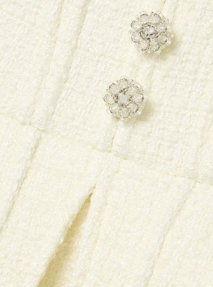 Self-Portrait Boucle Rhinestone Mini Peplum Dress