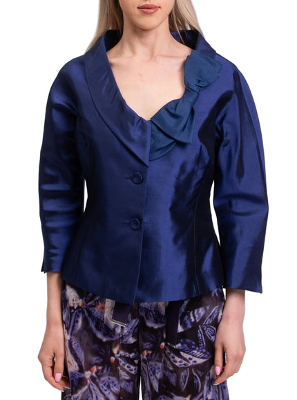 Sartoria Milanese Silk Blazer Jacket with Bow Detail