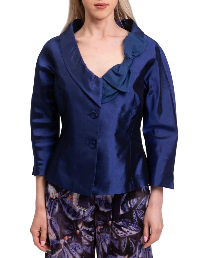 Sartoria Milanese Silk Blazer Jacket with Bow Detail