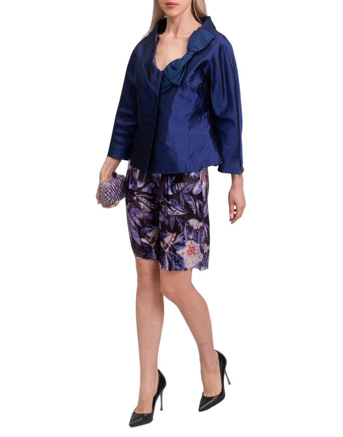 Sartoria Milanese Silk Blazer Jacket with Bow Detail