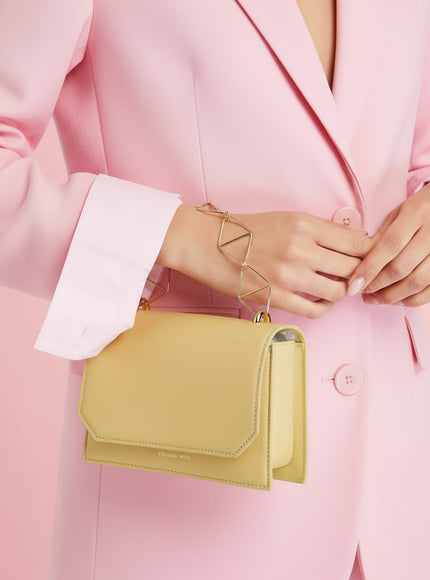 Rejina Pyo Leather Satchel Bag with Sculptural Chain Handle